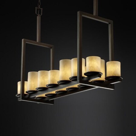 Justice Design Group Lighting CLD-8764-10-MBLK Clouds Collection Dakota 14-Light Bridge Chandelier, Tall, 44" x 15" x 10"